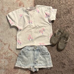 Kids' Pink and White Ice Cream Print T-Shirt